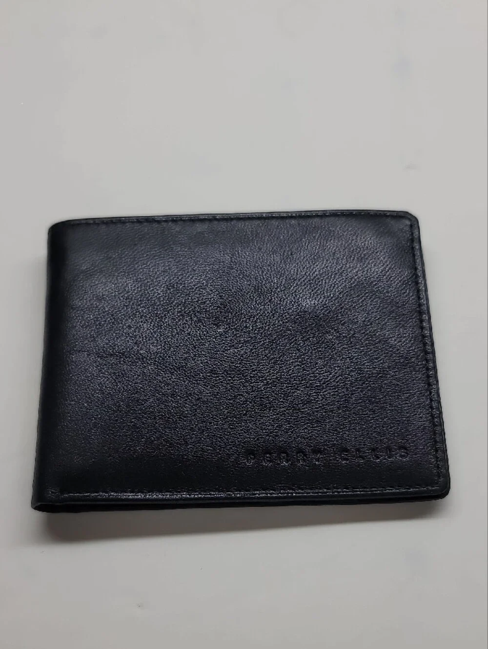 Perry Ellis Black Leather Slim Bi-Fold Wallet
